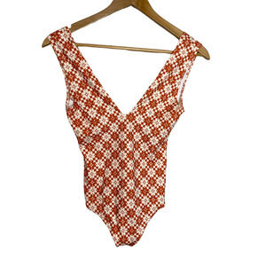 Free People Orange Flower Bodysuit Size XS NEW